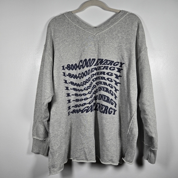 Aerie Wonder Good Energy Gray V-Neck Oversized Comfy Sweatshirt Size Medium - Picture 13 of 16